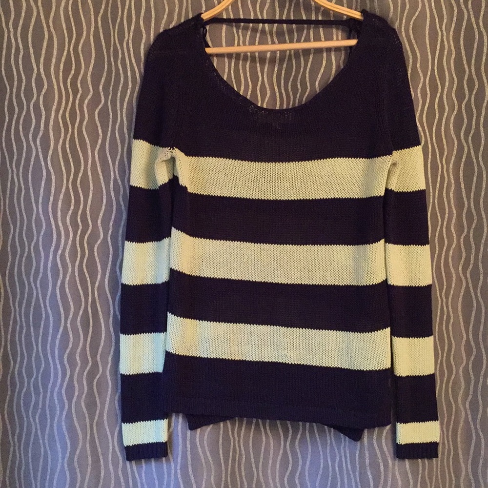 Striped open back sweater